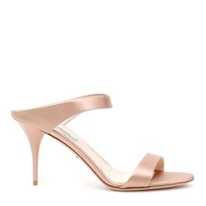 Prada step in high heel sandals in rose gold